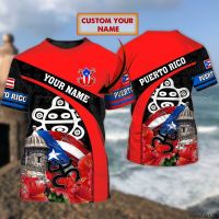 xzx180305   New Puerto Rico custom name classic mens and womens T-shirt 3D mens, size s-5xl