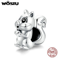 WOSTU Cute Squirrel Charms 925 Sterling Silver Animal Beads Fit Original Bracelet Necklace Pendant Lovely Jewel;ry Gift CTC338