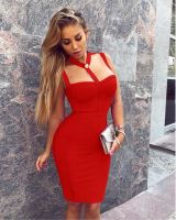 ZZOOI Spaghetti Strap Bodycon Cocktail Bandage Dress Red Sexy Nightclub Celebrity Evening  Dresses For Woman 2022