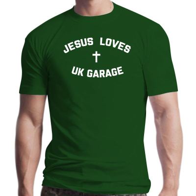 Large size New Jesus Loves Uk Garage Print Cotton T-Shirt Hombre Funny Humor Guotes Internet Slang Men Fashion Streetwear Shirt 4XL-6XL