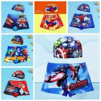 Summer Cartoon Spider Man Pixar Cars Avengers Baby Boy Swimwear Pants Cap Set Kid Girl Swimsuit Shorts Children Swimming Trunks