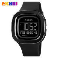 SKMEI Square Digital Watches For Mens Chrono Stopwatch Men Wristwatch 2 Time 1224 Hour Clock PU Band Digital Sport Watch 1580