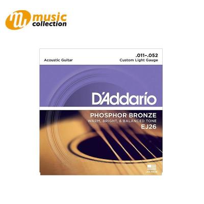 สายกีตาร์โปร่ง D’Addario EJ26 Phosphor Bronze Acoustic Guitar Strings, Custom Light, 11-52