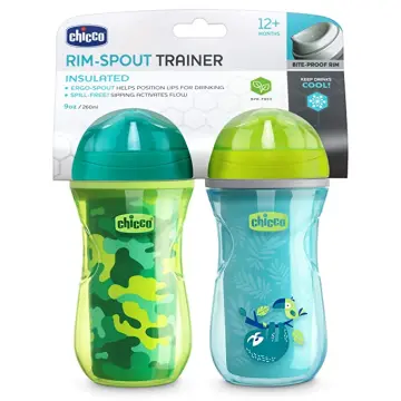 Chicco 9 oz. Glow in The Dark Rim-Spout Trainer Sippy Cup in Blue/Teal