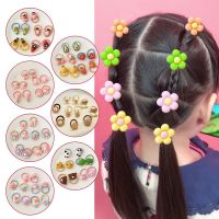 10Pcs/Set Baby Girls Cute Cartoon Flower Thumb Ring Scrunchies Rubber Bands Children Sweet Hair Bands Kid Hair Accessories