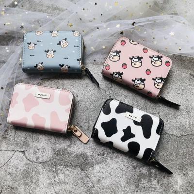 Coin Purse PU Leather Zipper Wallet Short Wallet Embroidered Wallet Certificate Wallet Threefold Wallet