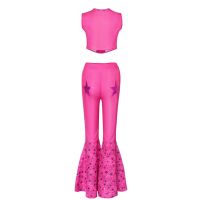 Movie Margot Robbie Barbie Costume Sexy Starry Pink Vest Top Pants Scarf Suit For Women Ladies Halloween Carnival Party Clothes