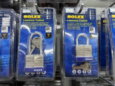 กุกุญแจสายยูแสตนเลส SOLEX รุ่น LM 40 มม. พรีเมี่ยม โซเล็กซ์ กุญแจคล้อง กุญแจสายยู กุญแจสปริง