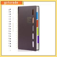 GOTORADE สีดำสีดำ โน้ตบุ๊คเกลียว สไปรอล 5หัวข้อ สมุดโน้ตมีซับใน สายห้อยปกแข็ง A5 สมุดบันทึกเกลียวมีเส้น เครื่องใช้ในสำนักงาน