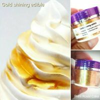 ★ Food grade100% ผงทองประกายสว่าง ตกแต่งอาหาร ขนม เครื่องดื่ม เครื่องสำอางค์ Gold shining edible