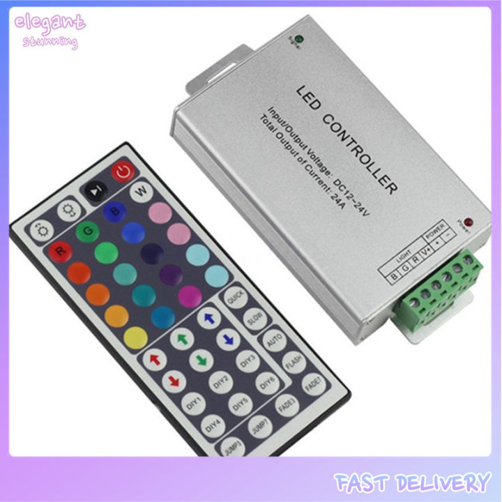 Elegantstunning 12V-24V DC 20A 240W 44Key IR Remote Controller For RGB ...