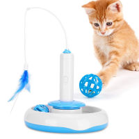 Electric Cat Stick and Tower of Tracks 2 In 1 Automatic Rotating Interactive Cats Toys Ball Turntable Pet Kitten Funnny Sticks