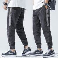 Beam foot jeans men fall 2021 new Japanese leisure popular logo web celebrity new handsome nine points haroun pants