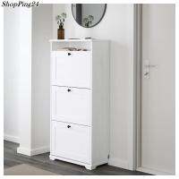 ตู้รองเท้า ตู้รองเท้า 3 ช่อง ตู้เก็บรองเท้า Shoe cabinet with 3 compartments KRUSHALI White 130X61X30 Cm