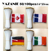 YAZANIE 14X21ซม. 50100Pcs แคนาดาฝรั่งเศส National Country Square Hand Flag เยอรมนีไอร์แลนด์ตกแต่งโบกธงและแบนเนอร์