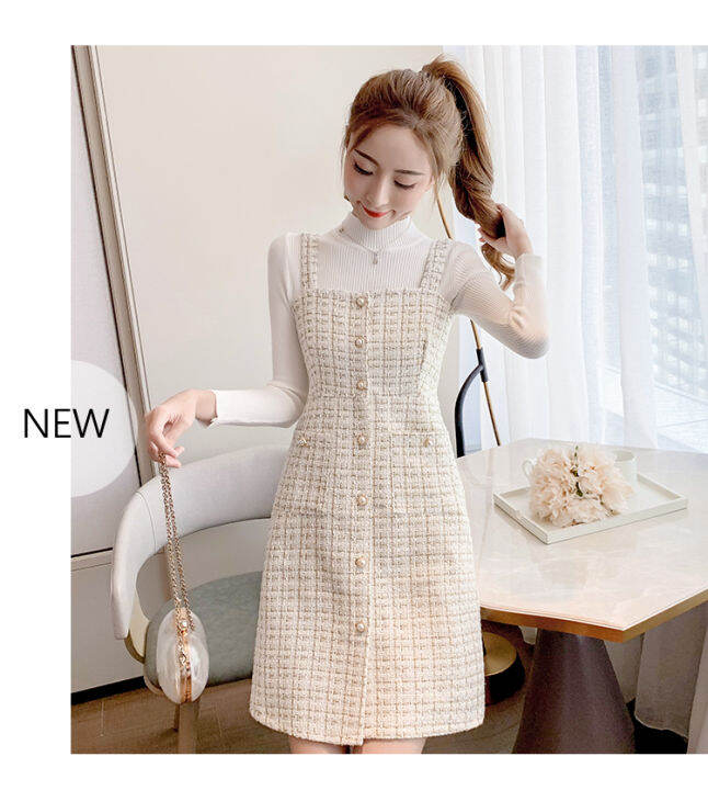 smthma-2021-new-arrival-spring-woolen-plaid-sexy-spaghetti-strap-dress-suit-luxury-ladies-temperament-2-piece-dress-set