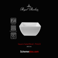 ชามสลัดสี่เหลี่ยม สีขาว P41 (Square Bowl) เนื้อพอร์ซเลน