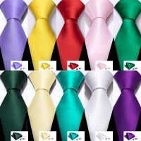 100 Colors Solid Silk Men Tie Set Red Blue Pink Gold Purple Green Teal Burgundy Yellow Wedding Necktie Handkerchief Cufflinks Ties