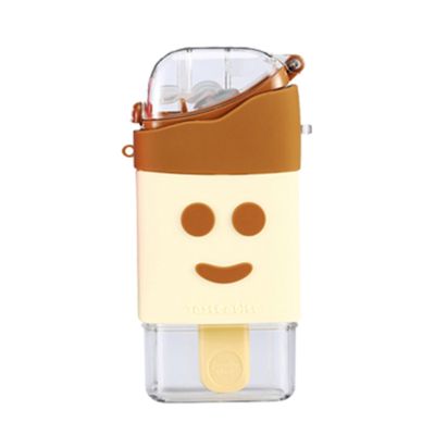 Summer Cute Water Bottle with Straw Square Cup Leakproof Tritan Bottle