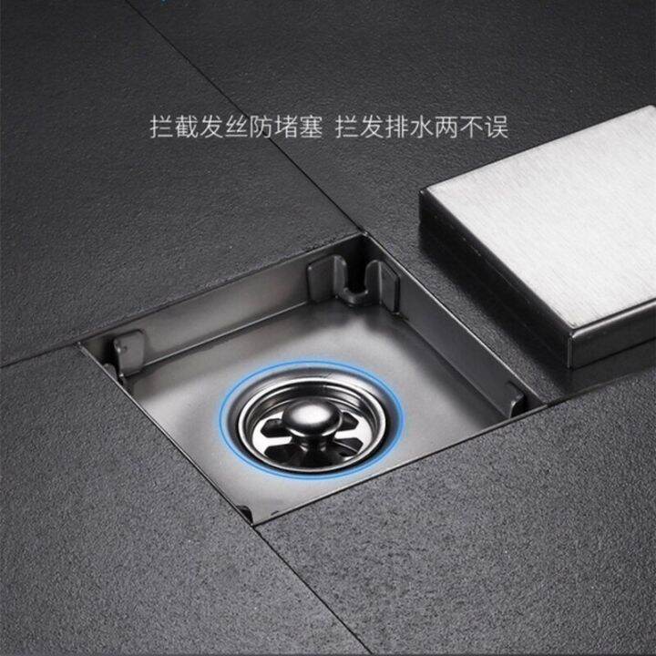 stealth-type-floor-drain-brushed-black-stainless-steel-square-deodorant-floor-drain-waste-grates-bathroom-invisible-shower-drain-by-hs2023