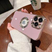 เคสโทรศัพท์ชุบโลหะด้วยไฟฟ้าหรูสำหรับ iPhone 11 12 13 14 Pro Max Plus เคสเคสนิ่มเคลือบอิเล็คโทรเพลทสีทึบสำหรับ Iphone14 Pro Max ชาร์จไร้สาย Iphone13 Pro