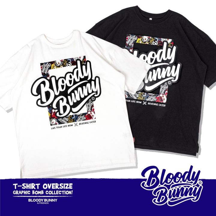 การออกแบบเดิมเสื้อยืด-oversize-ลาย-bloody-bunny-graphic-bombs-5xl