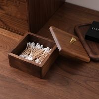 Wooden Toothpick Floss Storage Box Organizer Black Walnut Wooden Jewelry Organizer Cotton Swab Box Small Wood Floss Holder