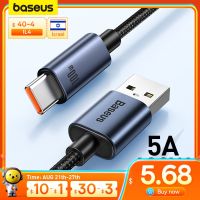 Baseus สายเคเบิล USB ชนิด C 100W 2ชิ้นเหมาะสำหรับ P50 Huawei P40 Pro Honor Super Charge 6A ที่ชาร์จไฟรวดเร็ว USB USB C สายสายเคเบิลข้อมูล