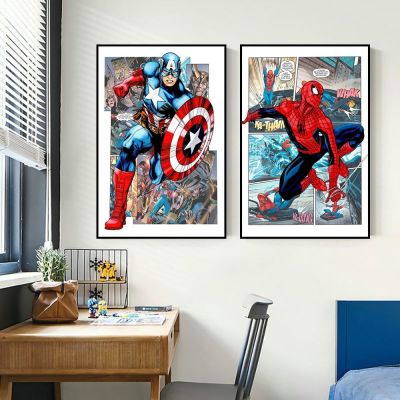 ✺ Marvel โปสเตอร์ภาพยนตร์ Spiderman ภาพวาดผ้าใบ Iron Man Hulk Art พิมพ์เด็กตกแต่งห้องภาพจิตรกรรมฝาผนังสำหรับ Modern Home Wall Decor ของขวัญ