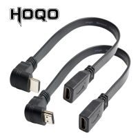 Hoqo HDTV 90 Derajat Tikungan Tipis Kabel Ekstensi HD Datar Pria Ke Wanita Kabel Sudut Atas/Bawah 1.4V Pendek Kaben 0.3M