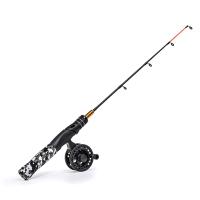 1 Pack Winter Ice Fishing Rod with Reel Set Ice Fishing 2 Sections Telescopic Fishing Pole Wheel Tackle Rod Parts Black