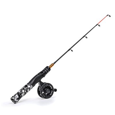 1 PC Winter Ice Fishing Rod with Reel Set Ice Fishing 2 Sections Telescopic Fishing Pole Wheel Tackle Rod Parts Black Durable Easy to Use