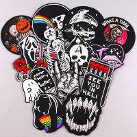 Punk Skull Patch DIY Embroidery Patch Iron On Patches For Clothing Thermoadhesive Patches On Clothes Sewing/Fusible Applique