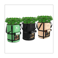 3 PCS 10 Gallon Grow Bags with Window to Harvest Tomato Vegetables Grow Bags with Flap and Handles