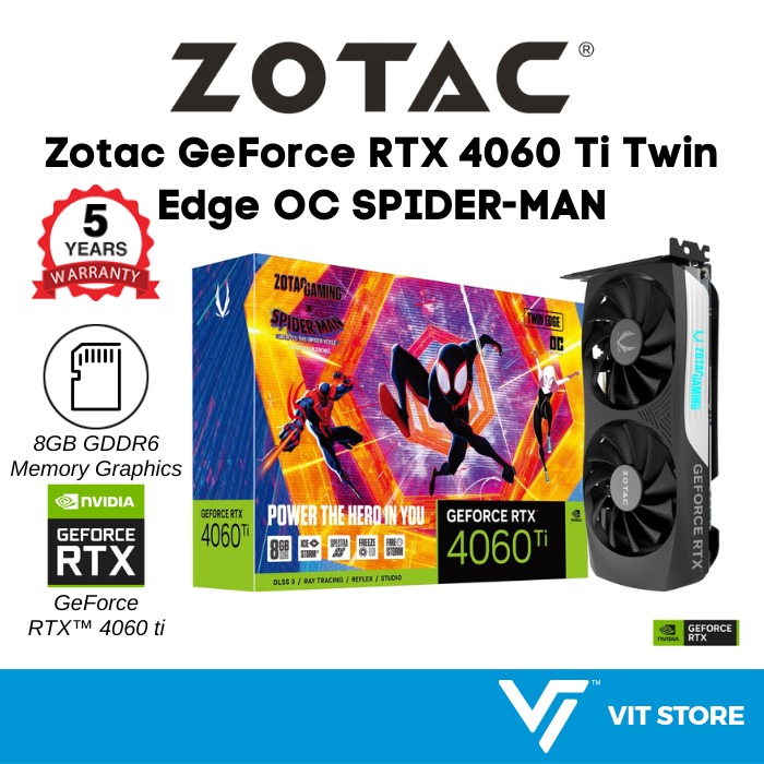 Zotac Gaming Geforce Rtx 4060 Ti Twin Edge Oc Spider Man 8gb Gddr6 Graphics Card Gpu Lazada 0627