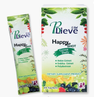 B lieve happy shot green daily บี ลีฟ แฮปปี้ ชอต กรีน เดลี่ 1กล่อง10ซอง (พรีไบโอติค)