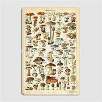 Champignon I แผนภูมิเห็ดฝรั่งเศสวินเทจโดย Adolphe Millot โปสเตอร์เมทัลมีคราบแผ่นโลหะประดับผนังโปสเตอร์ป้ายดีบุกห้องครัว