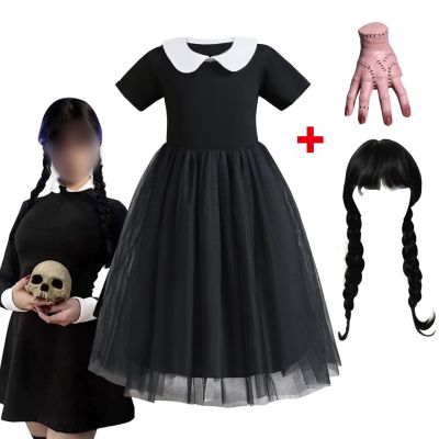 Wednesday Cosplay For Girl Costume 2023 Princess Black Gothic Dress Kids Party Dresses Halloween Carnival Costumes 3 8Yrs