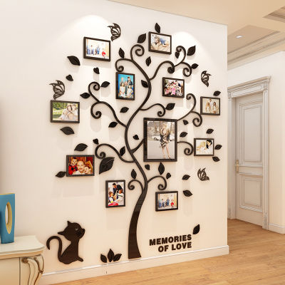 3D Mirror Wall Stickers DIY Photo Frame Tree Acrylic Sticker Family Photo Tree Wall Stickers Art Home Decorative Wall Decals