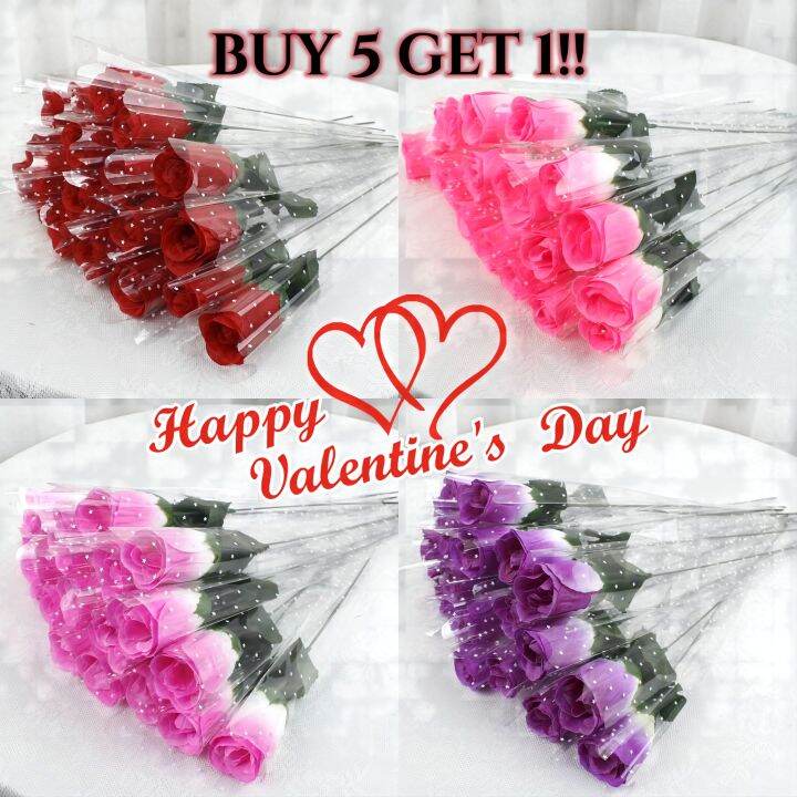 MT Single Artificial Rose Plastic Flower Bouquet Valentine's Day Fake
