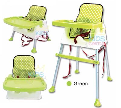 Kids Castle เก้าอี้กินข้าวสำหรับเด็กปรับระดับได้ 3 ระดับ ปรับพกพาได้ พร้อมเบาะสีเขียว