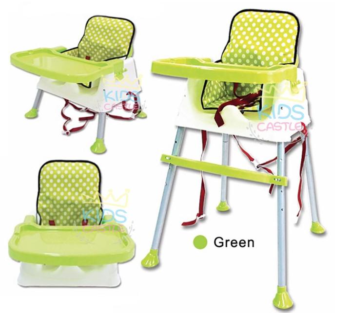 kids-castle-เก้าอี้กินข้าวสำหรับเด็กปรับระดับได้-3-ระดับ-ปรับพกพาได้-พร้อมเบาะสีเขียว
