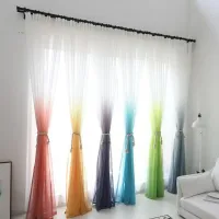 ทรีทเมนท์หน้าต่างโพลีเอสเตอร์สีสันสดใส3D ผ้าม่านพิมพ์ Tulle แผงเดี่ยวตัวแบ่งเฉือน Voile