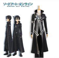 อบอะนิเมะดาบศิลปะออนไลน์เครื่องแต่งกายคอสเพลย์Kirito Kazuto Kirigayเสื้อคลุมเคปสีดำ