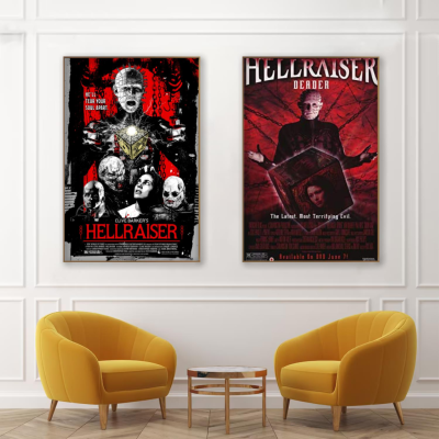 พรีเมี่ยม Hellraiser ภาพยนตร์ผ้าใบโปสเตอร์: เหมาะตกแต่งผนังศิลปะสำหรับห้องนั่งเล่นและห้องนอน