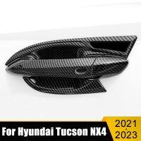 ABS Carbon Fiber Car Door Handle Bowl Cover Trim Case Protection Stickers Essories For Hyundai Tucson NX4 2021 2022 2023