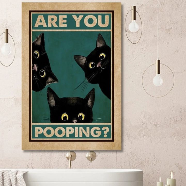 คุณเป็นผู้โพสต์อึ๊บในห้องน้ำป้ายห้องน้ำตลกผ้าใบพิมพ์คำคมแมวน่ารักสำหรับภาพวาดภาพติดผนังห้องน้ำ-wc-ของตกแต่ง