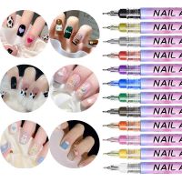 【CW】1PCS Net Red 12-color DIY Nail Polish Pen 0.5/0.7MM Quick-drying Waterproof Nail Brush Acrylic Paint Paint Pen Art Supplies