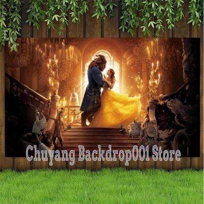 Beauty And The Beast Backdrop Princess Girls Happy Birthday Party Photo Background Booths Studio Props Decoration Banner&amp;