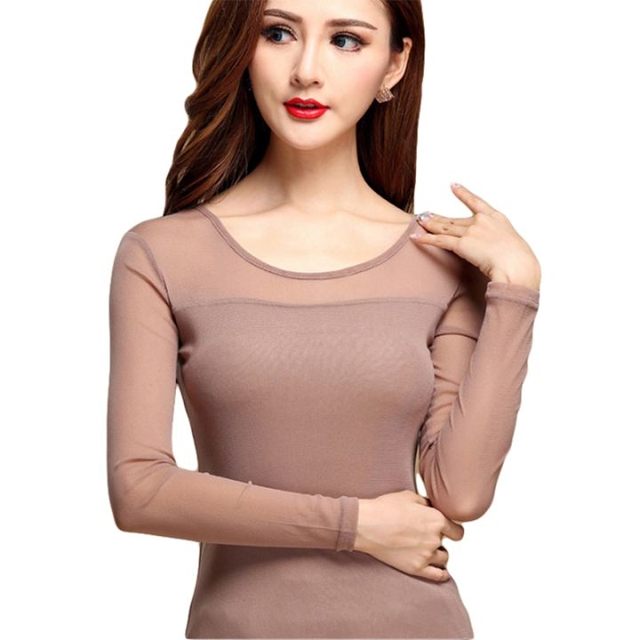 mesh-blouse-shirt-elastic-fashion-sleeve-and-blouses-hollow-woman